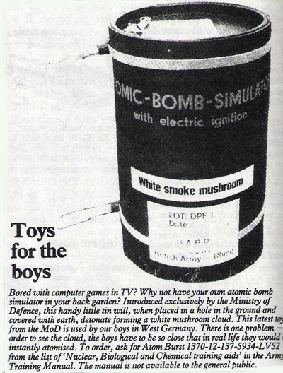 Toys for the boys. New Statesman. Vol. 105. No. 2712, 11 March 1983 p. 4. &copy; New Statesman. All rights reserved.